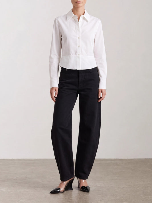 Alaïa "Round" Wide-Leg Jeans Black