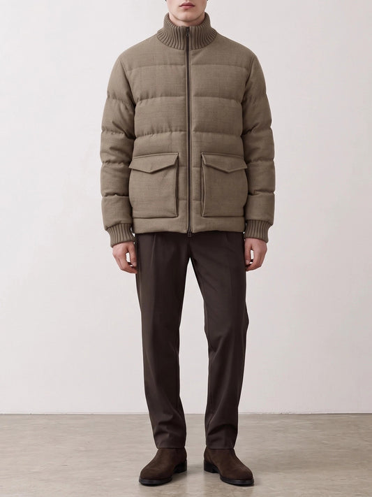 Herno Tweed bomber jacket Beige