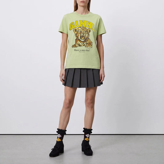 Ganni "Baby Tiger" crewneck T-shirt Green