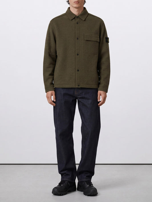 Stone Island "Micro Bouclé" Overshirt Jacket Green