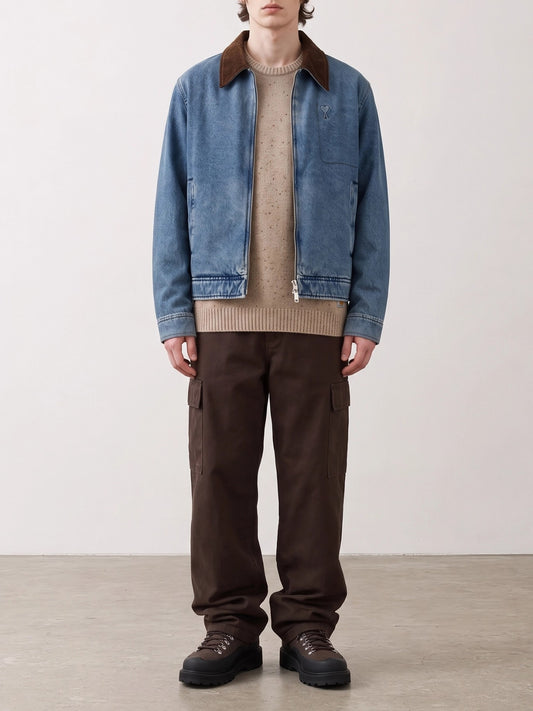 Ami Paris "Ami de Coeur" Denim Jacket Light blue