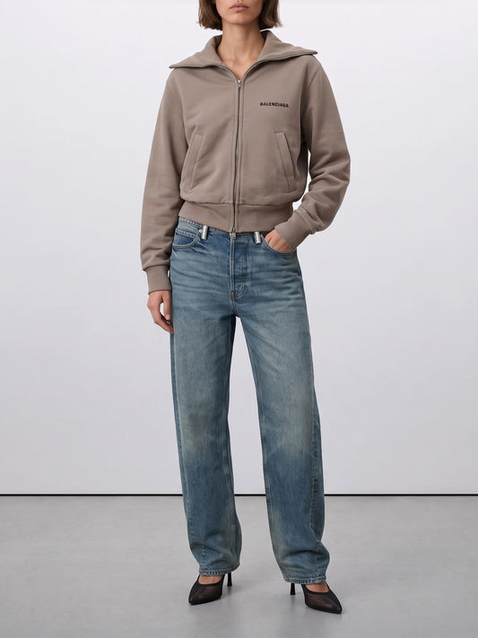 Balenciaga Zip-up Sweatshirt with Logo Pink