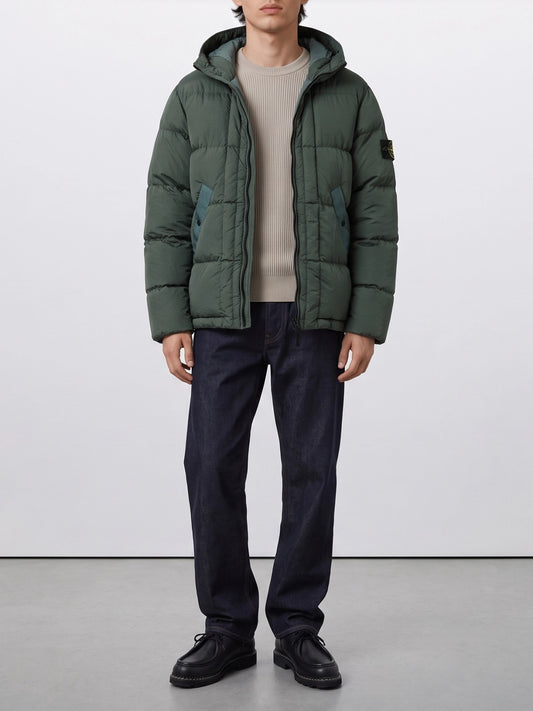 Stone Island "Nylon Metal" Short Down Jacket Green