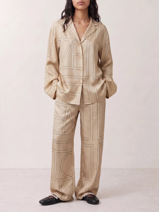 Toteme "Monogram" Casual Pants Beige