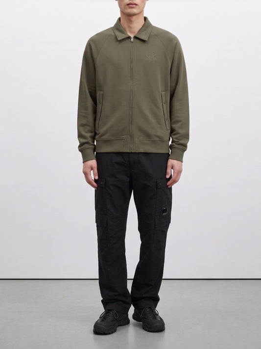 C.P. Company Zip-up Sweatshirt with Logo Green