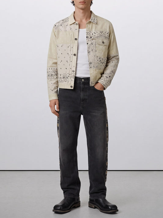 KAPITAL "Bandana Patchwork" Lightweight Jacket Beige