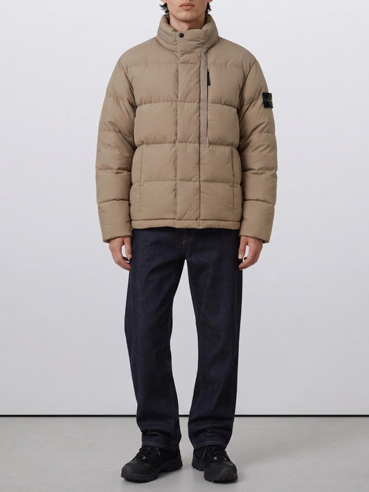 Stone Island Short down jacket with logo Beige