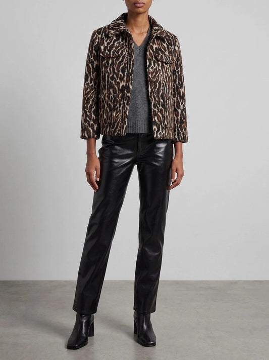 Ganni "Leopard" Blazer Brown