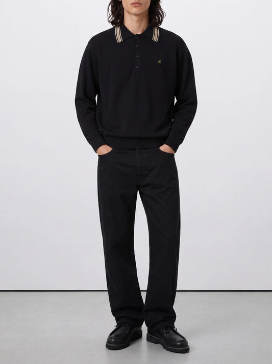 KAPITAL Polo shirt with buttons and logo Black