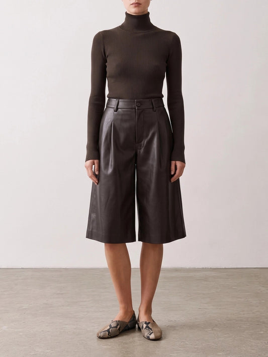 Semper Formal leather shorts Brown