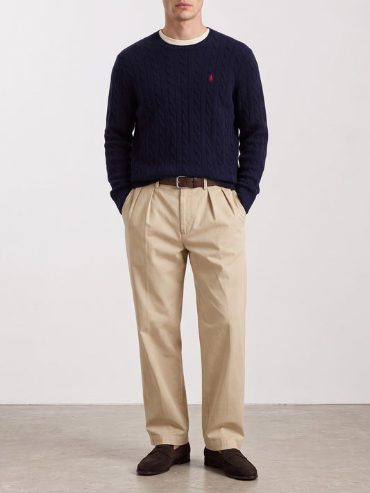 Polo Ralph Lauren Wool and cashmere crewneck sweater with logo Blue