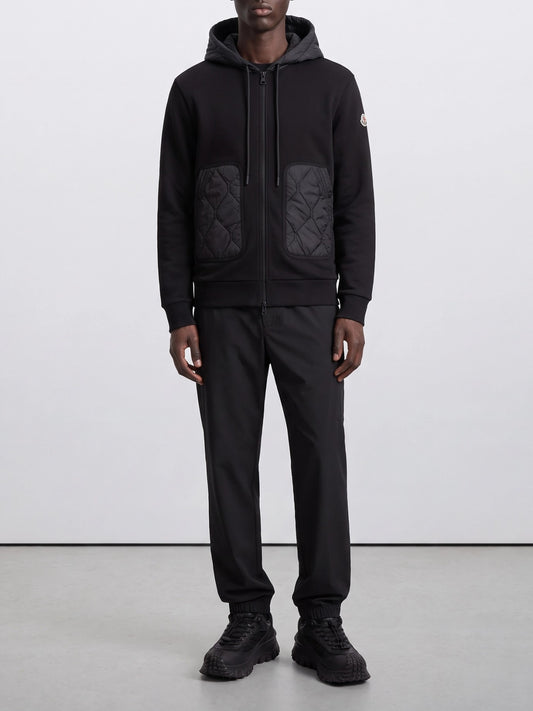 Moncler Quilted Zip-Up Sweatshirt Black