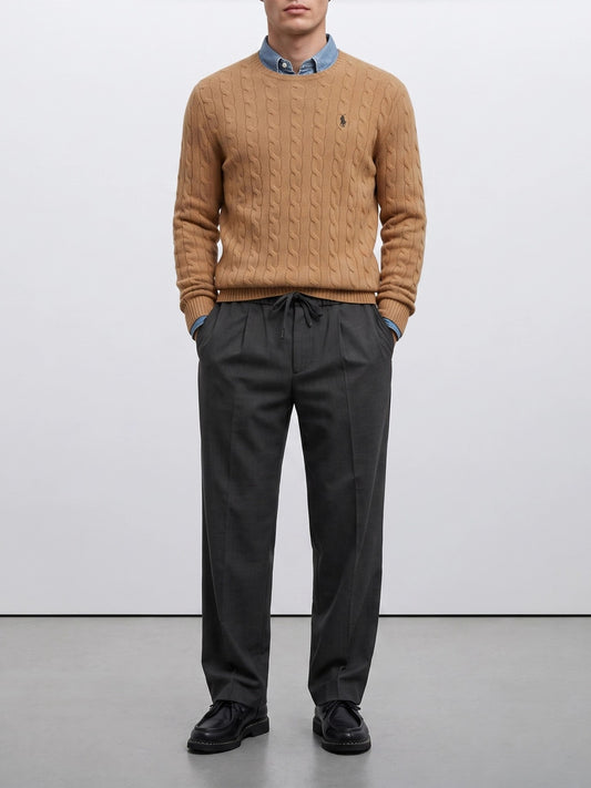 Polo Ralph Lauren Wool and cashmere crewneck sweater with logo Brown