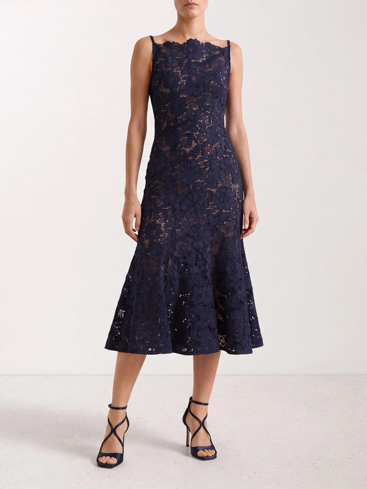 Self-portrait Lace midi dress Blue