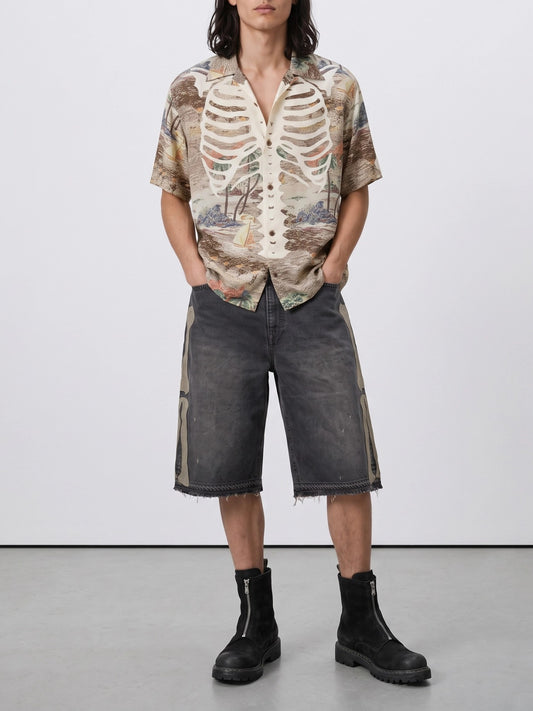 KAPITAL "Kamekameha Bone" Casual Shirt Beige