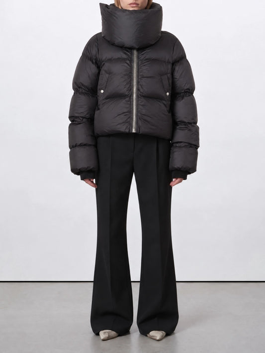Rick Owens "Funnel Neck" Short Down Jacket Black