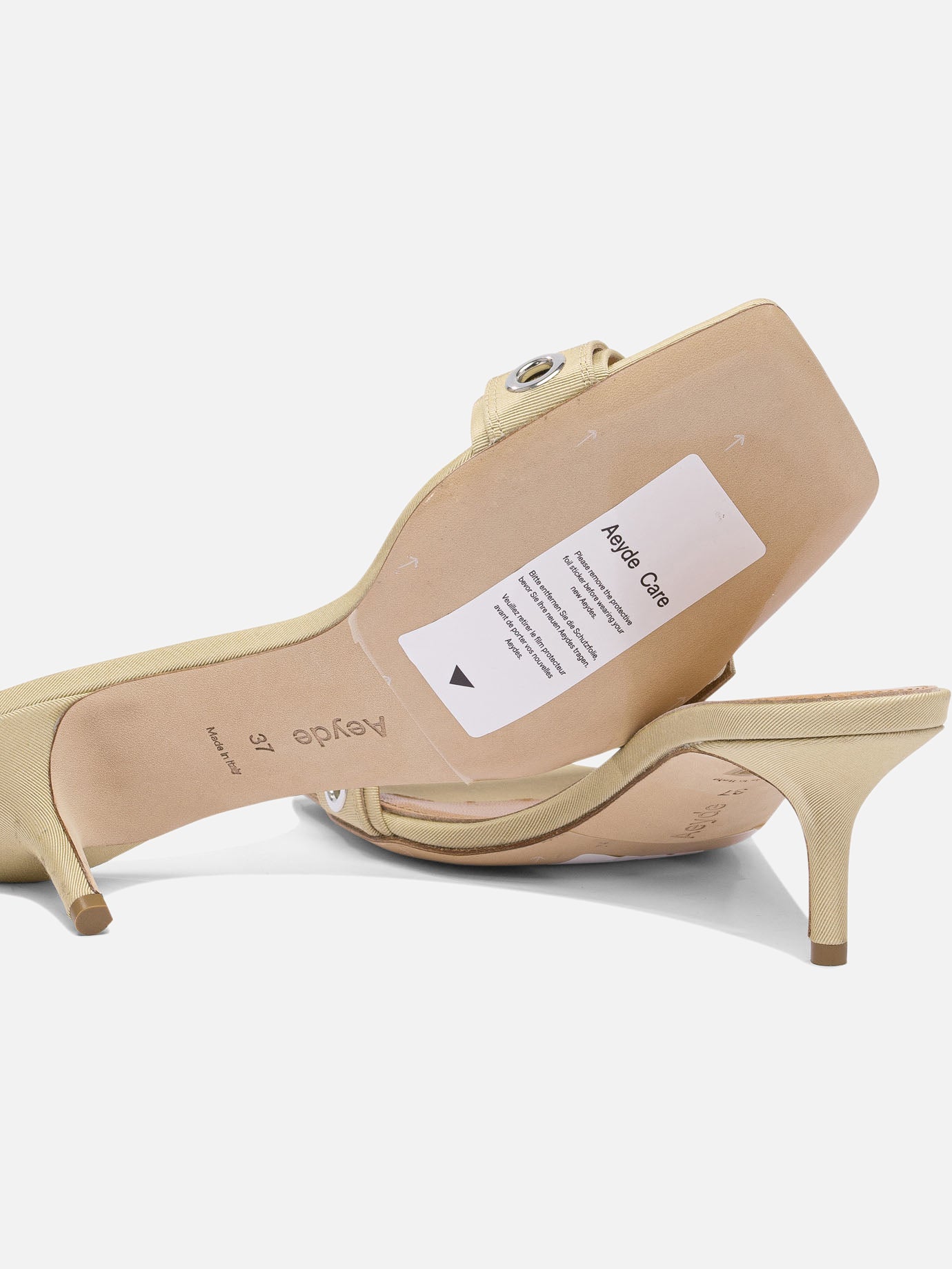Heeled sandals 100% grosgrain - 100% cow leather Beige - Aeyde Women | PDP | VIETTI Online Store | Zoom-Modal_5