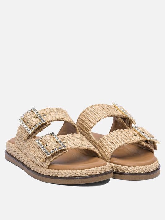 Flat sandals 100% rafia - 100% rubber Beige - Alibi Women | PLP | VIETTI Online Store | 2