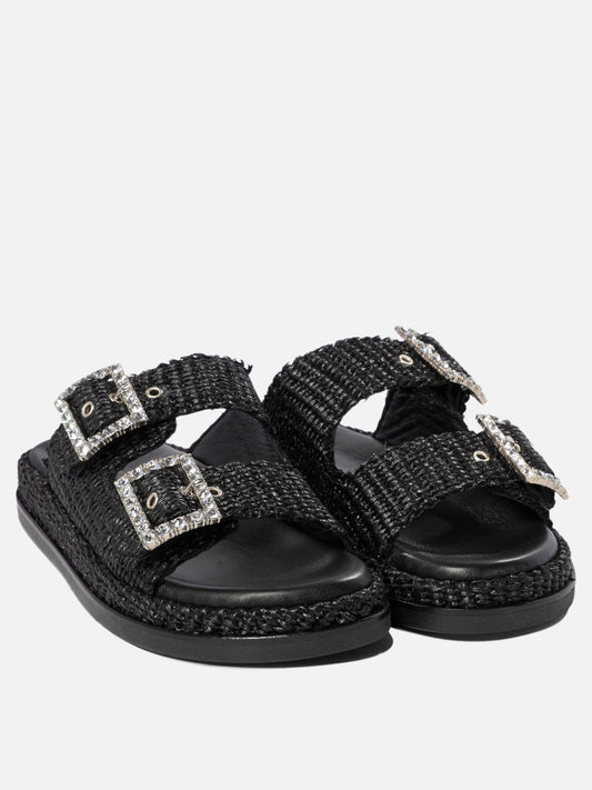 Flat sandals 100% rafia - 100% rubber Black - Alibi Women | PLP | VIETTI Online Store | 2