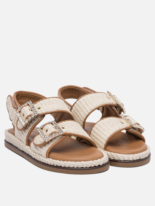 Flat sandals 100% rafia - 100% rubber Beige - Alibi Women | PLP | VIETTI Online Store | 2
