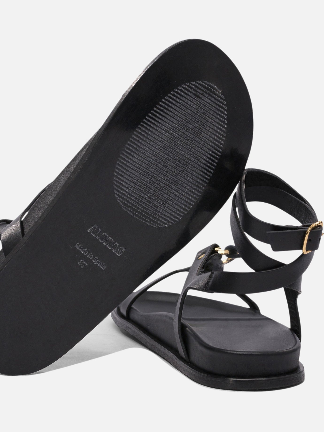Flat sandals 100% cow leather - 100% cuerolite Black - Alohas Women | PDP | VIETTI Online Store | Zoom-Modal_5