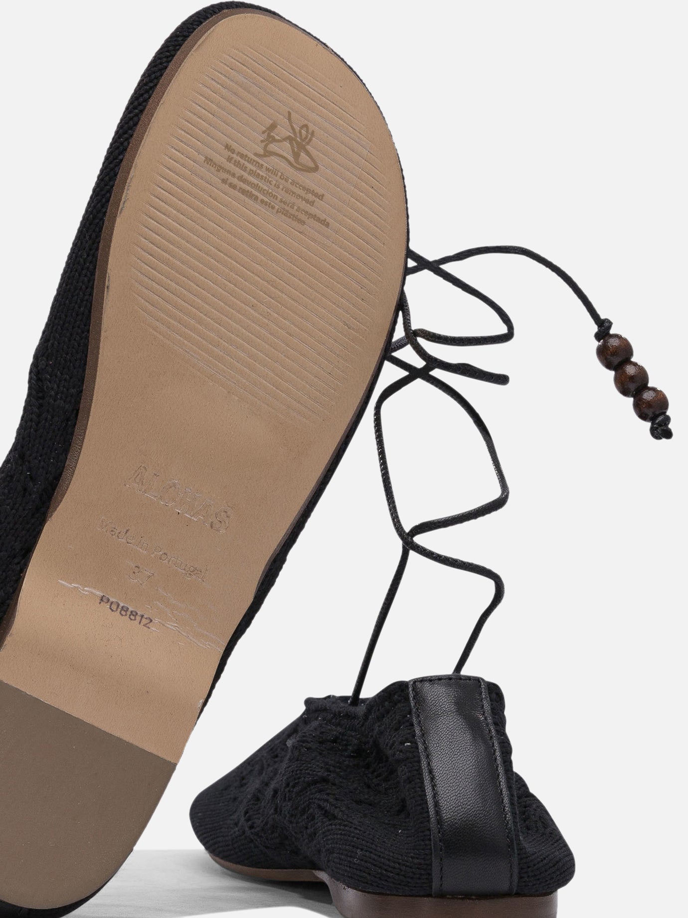 Classic ballet flats 50% relycled cotton 50% recycled polyester - 100% neolite Black - Alohas Women | PDP | VIETTI Online Store | Zoom-Modal_5