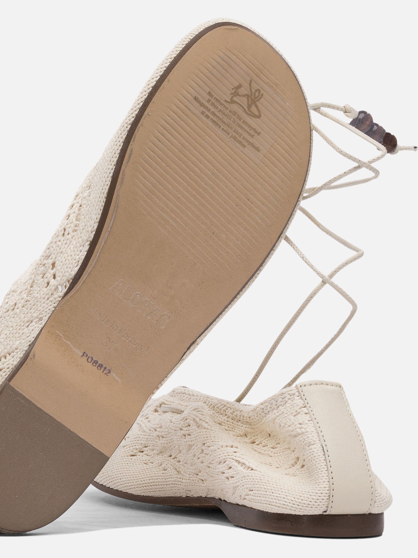 Classic ballet flats 50% relycled cotton 50% recycled polyester - 100% neolite Beige - Alohas Women | PDP | VIETTI Online Store | Zoom-Modal_5