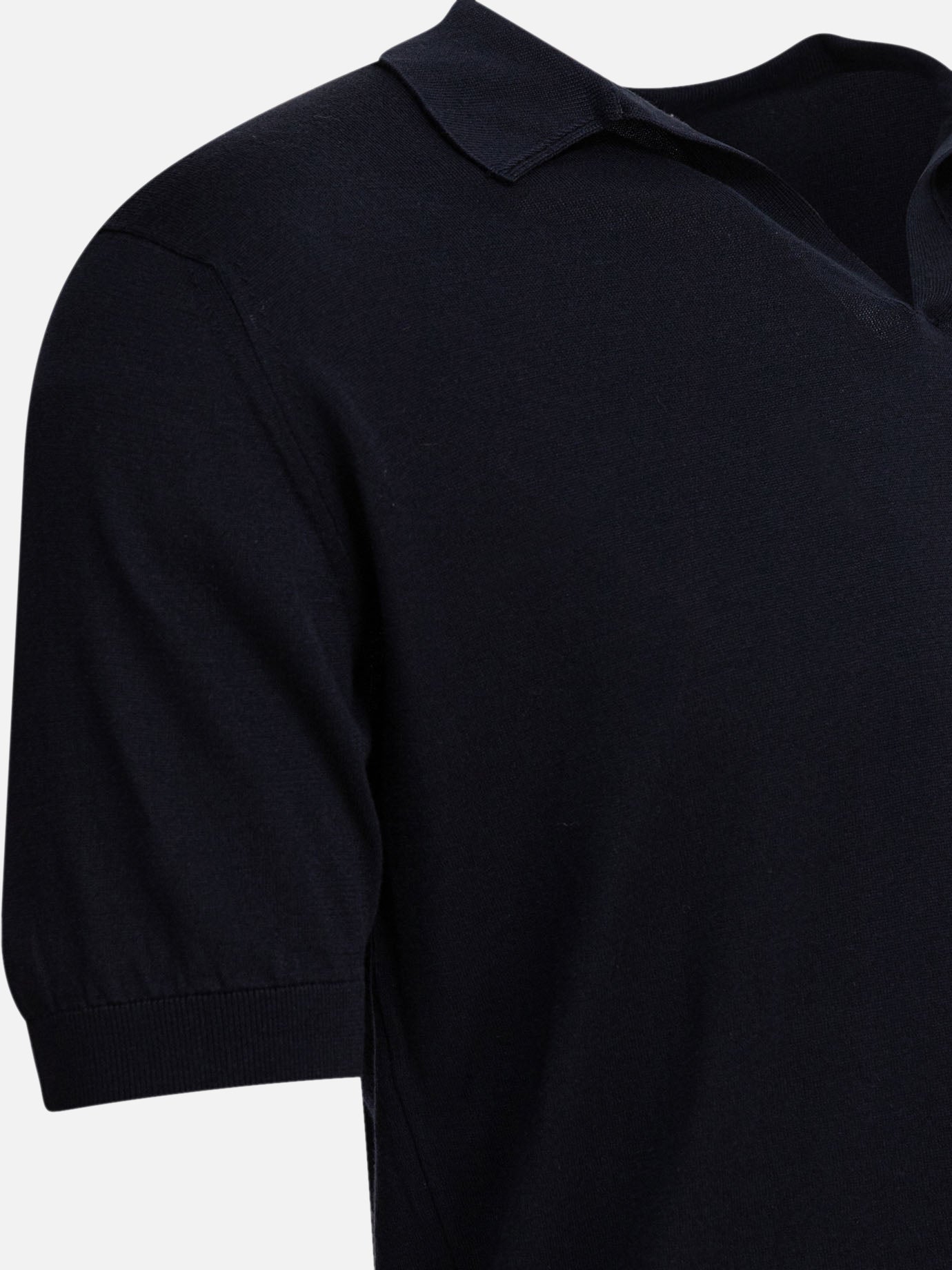 Polo shirts without buttons Solid colour Blue - John Smedley Men | PDP | VIETTI Online Store | Zoom-Modal_4
