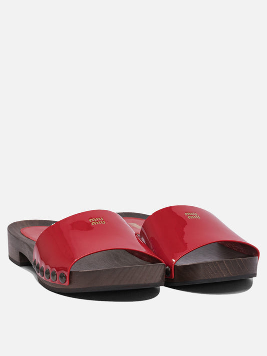 Flat sandals 100% leather - 100% wood Red - Miu Miu Women | PLP | VIETTI Online Store | 2