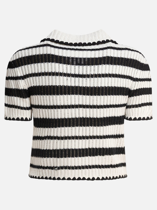 Polo sweater Striped White - Self-portrait Women | PLP | VIETTI Online Store | 2