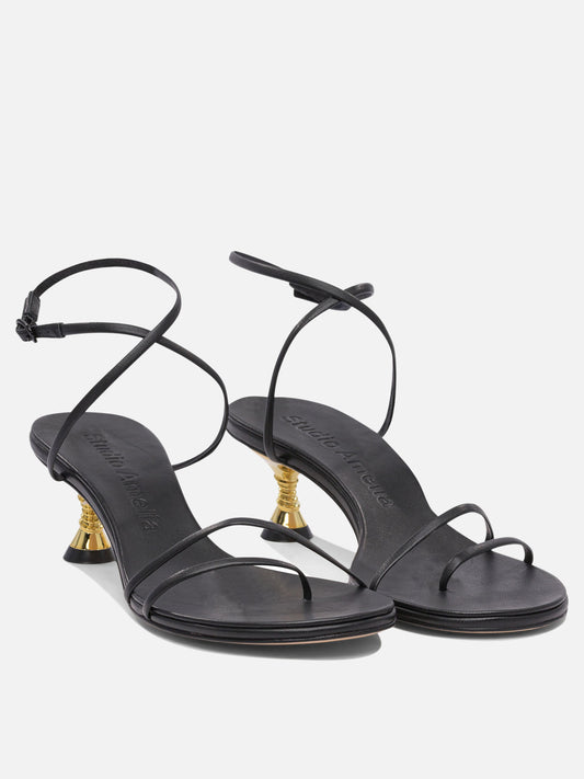 Heeled sandals 100% leather - 100% leather Black - Studio Amelia Women | PLP | VIETTI Online Store | 2