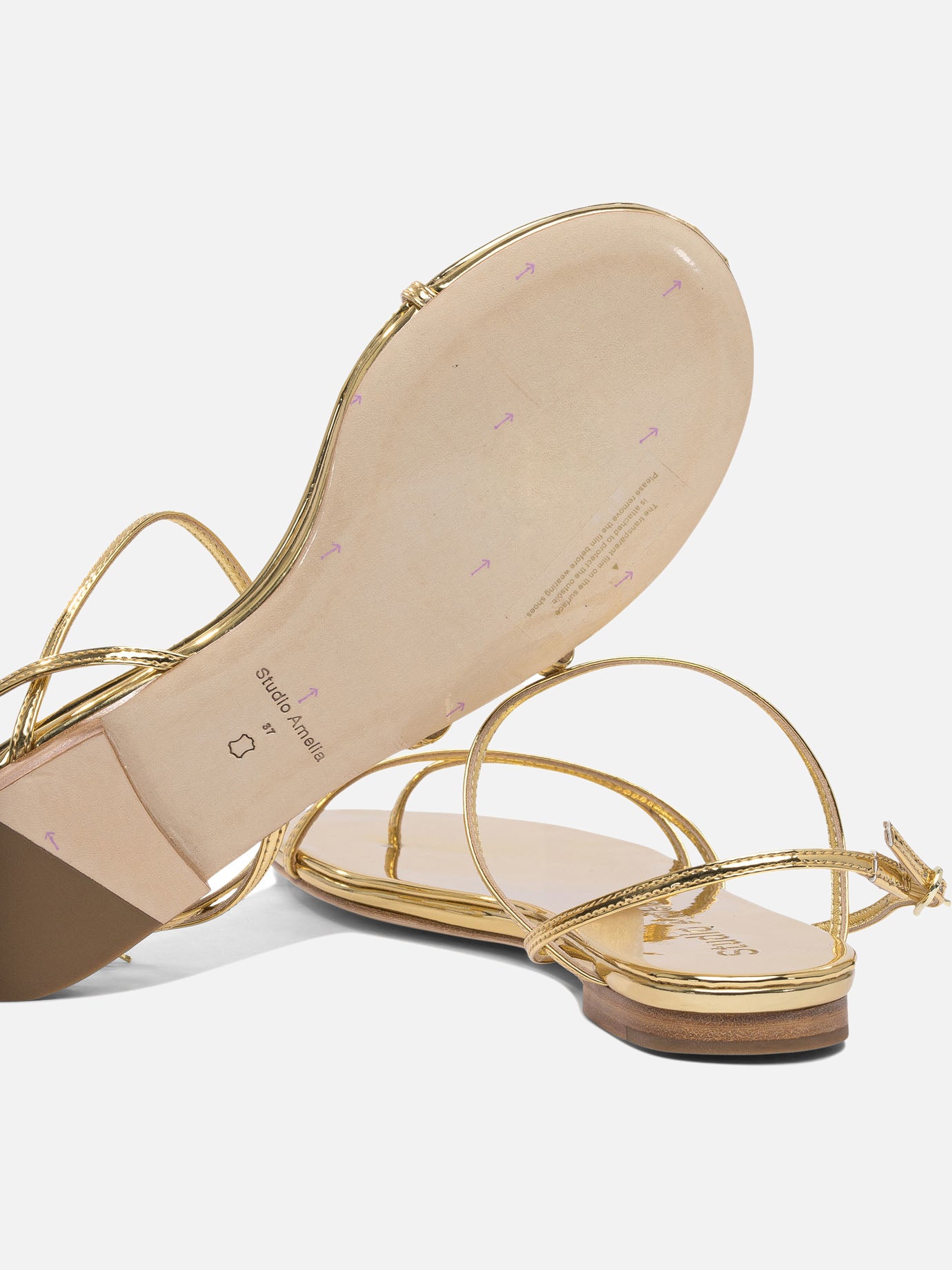 Flat sandals 100% leather - 100% leather Gold - Studio Amelia Women | PDP | VIETTI Online Store | Zoom-Modal_5