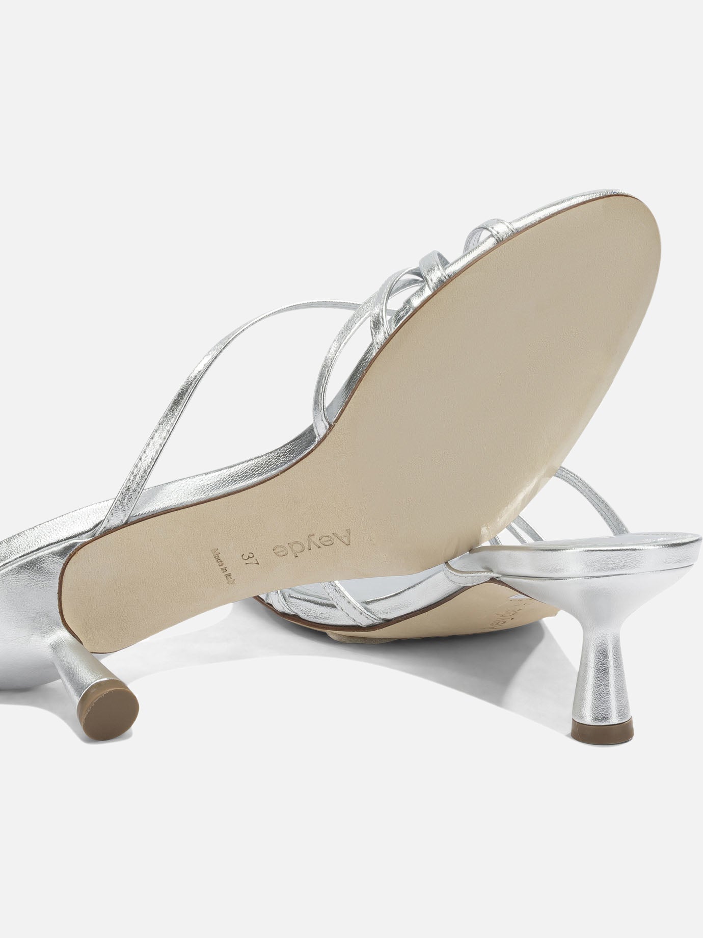 Heeled sandals 100% nappa leather - 100% cow leather Silver - Aeyde Women | PDP | VIETTI Online Store | Zoom-Modal_5