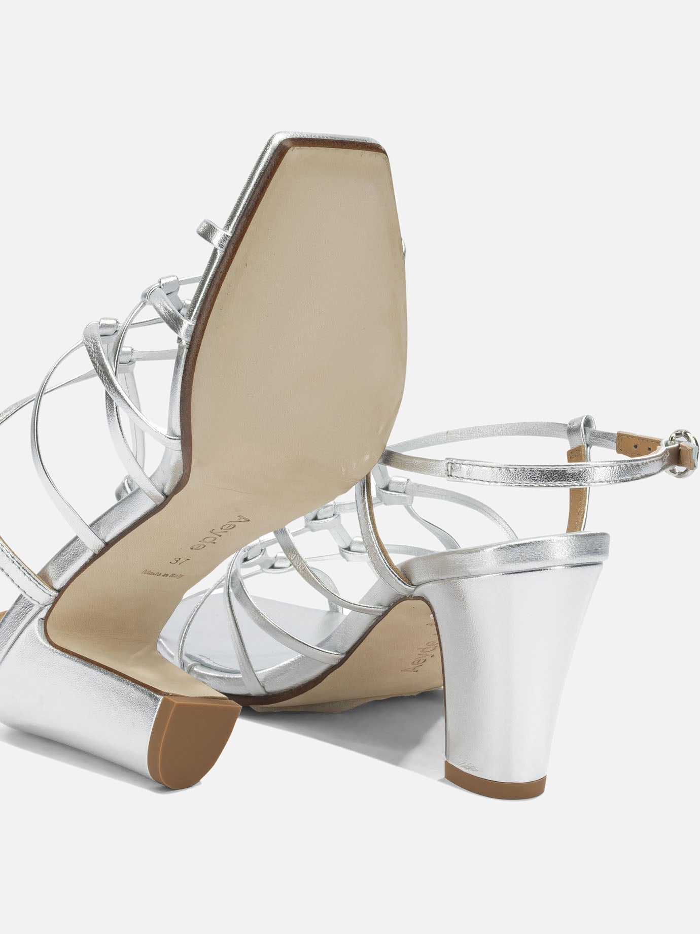 Heeled sandals 100% laminated nappa leather - 100% cow leather Silver - Aeyde Women | PDP | VIETTI Online Store | Zoom-Modal_5