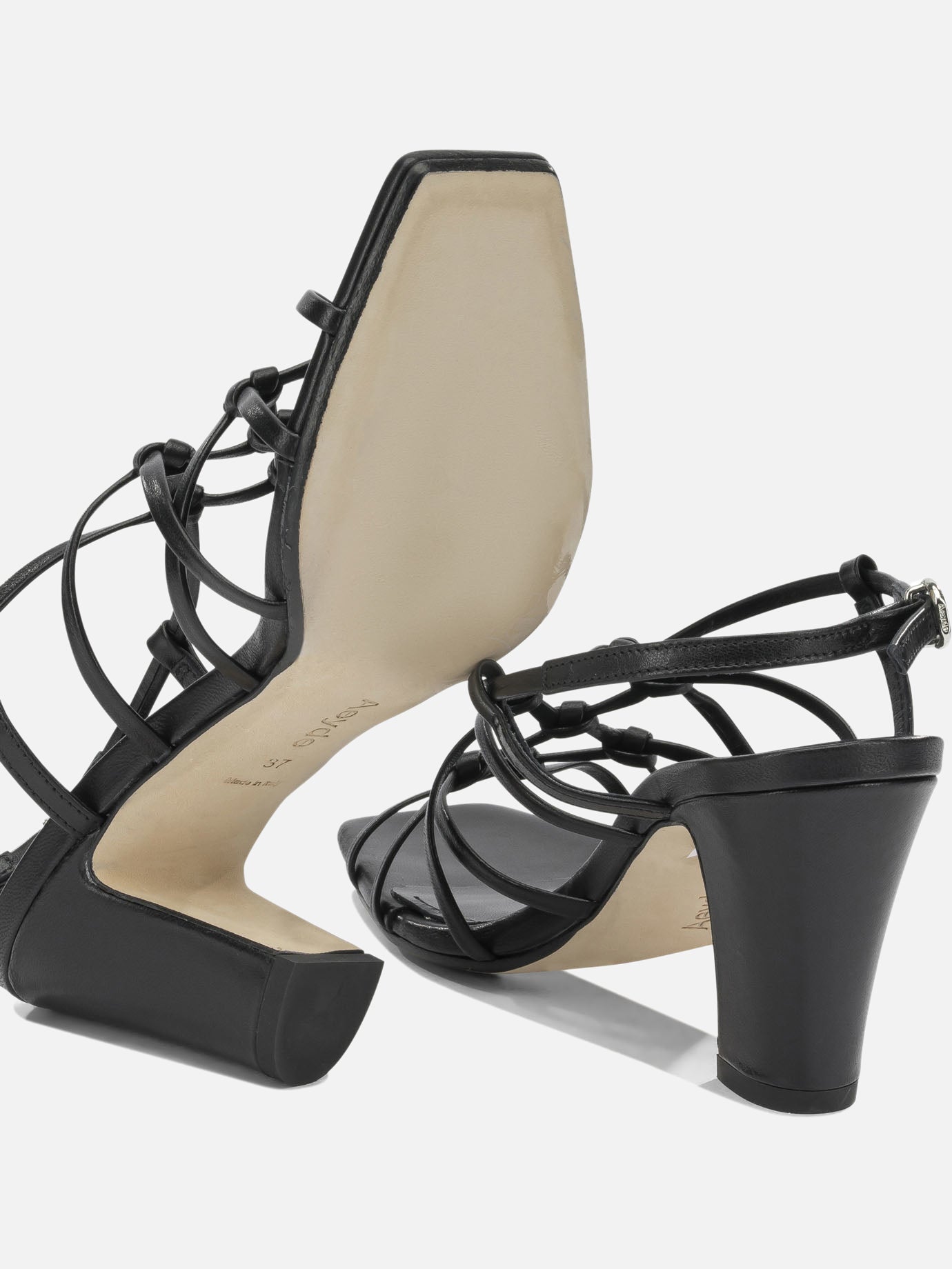 Heeled sandals 100% laminated nappa leather - 100% cow leather Black - Aeyde Women | PDP | VIETTI Online Store | Zoom-Modal_5