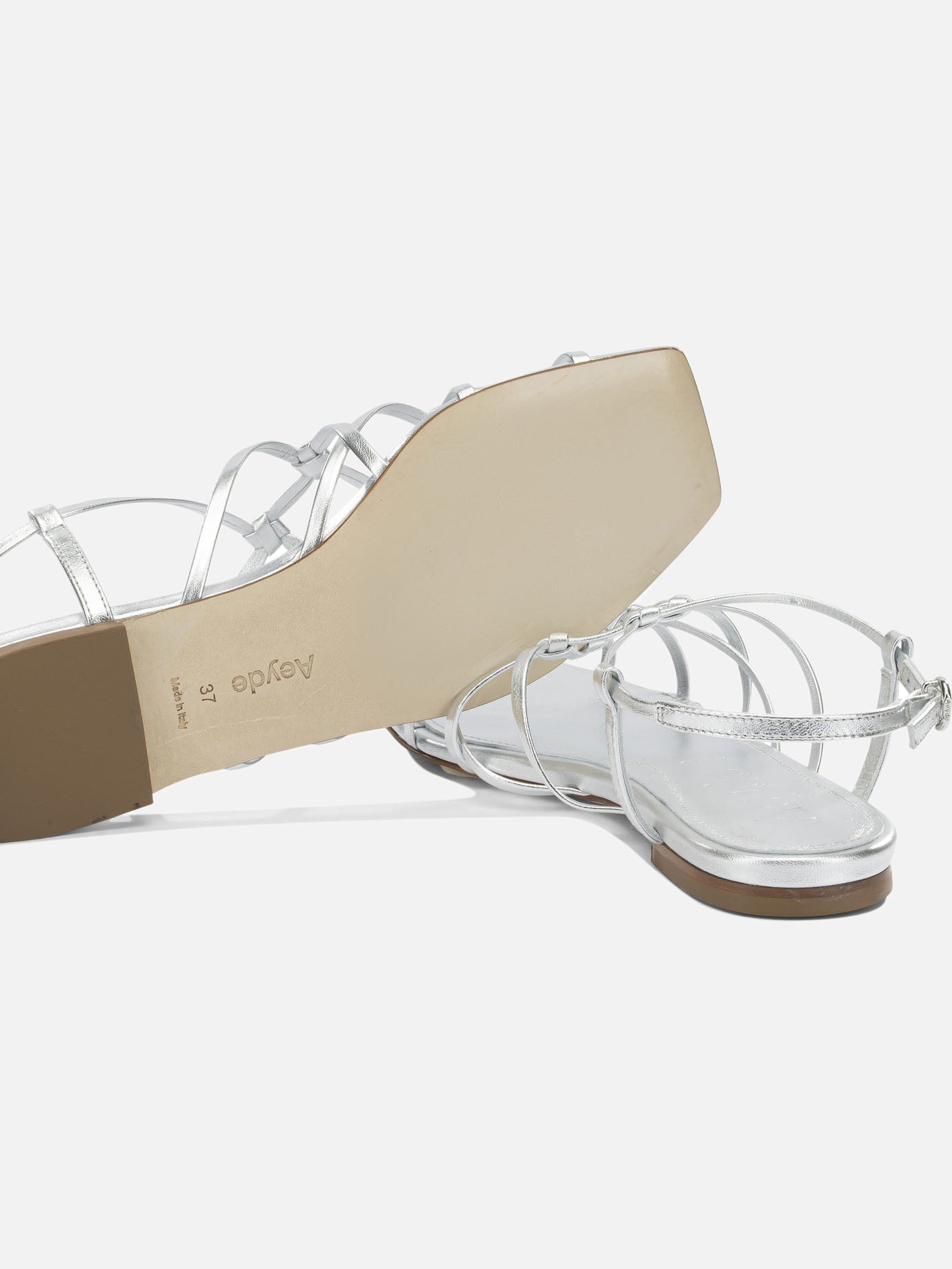 Sandali bassi 100% laminated nappa leather - 100% cow leather Argento - Aeyde Donna | PDP | VIETTI Online Store | Zoom-Modal_5