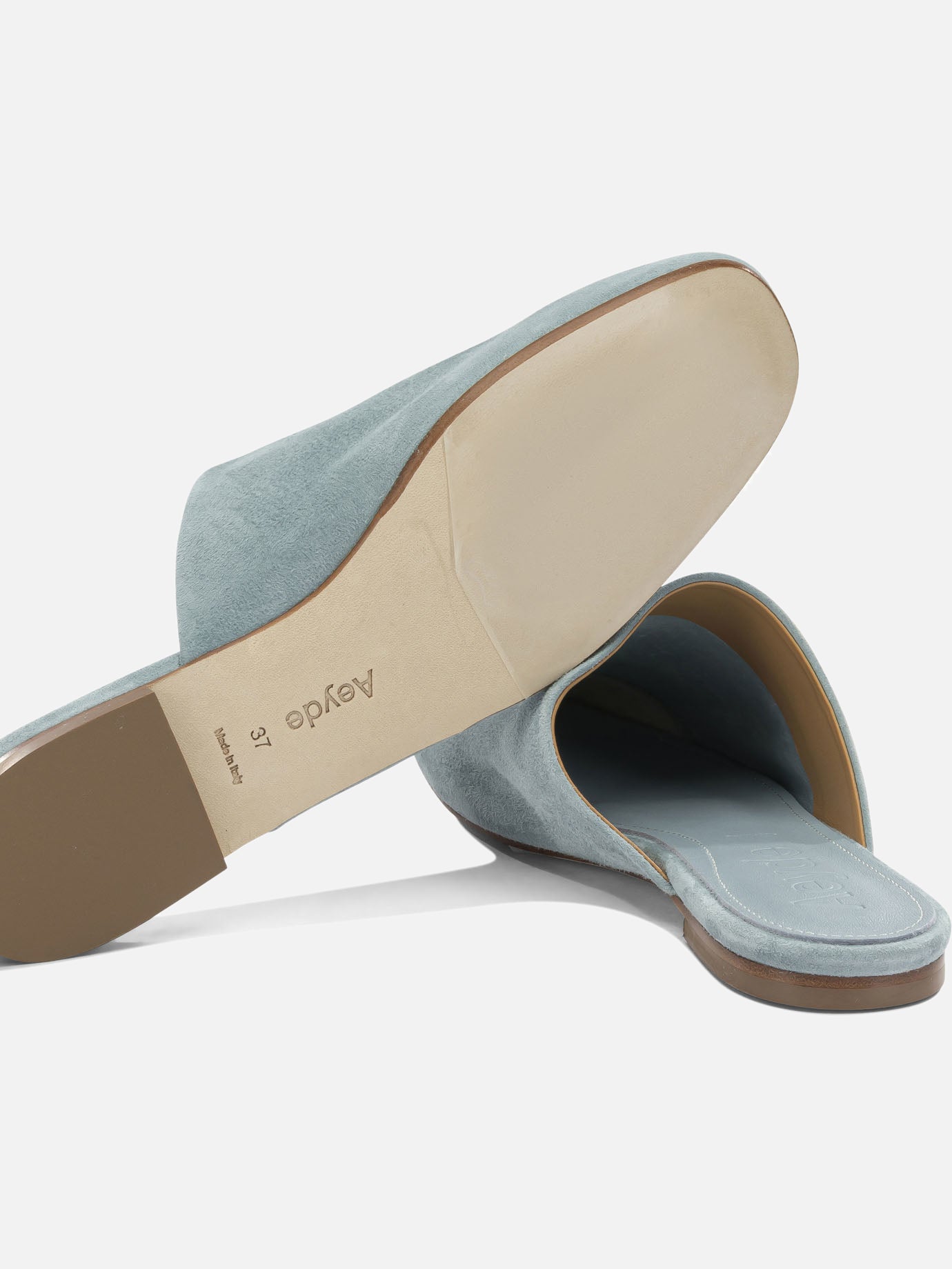 Flat sandals 100% kid suede leather - 100% cow leather Light blue - Aeyde Women | PDP | VIETTI Online Store | Zoom-Modal_5