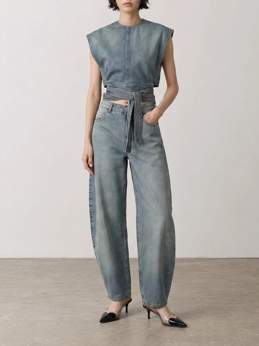 Wide-leg jeans Solid colour Light blue - Alaïa Women | PLP | VIETTI Online Store | 2