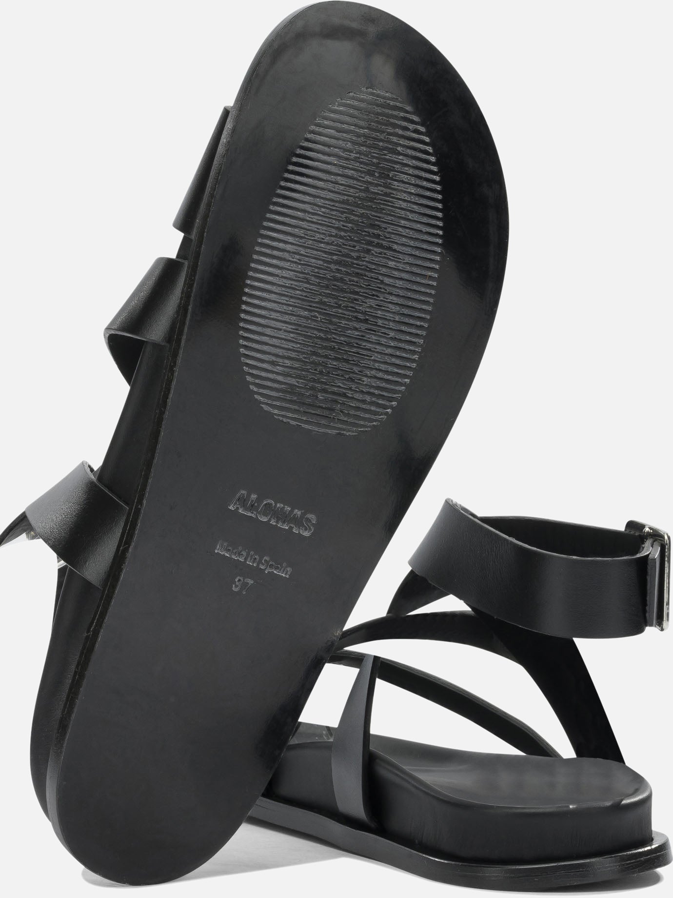 Flat sandals 100% cow leather - 100% cow leather Black - Alohas Women | PDP | VIETTI Online Store | Zoom-Modal_5