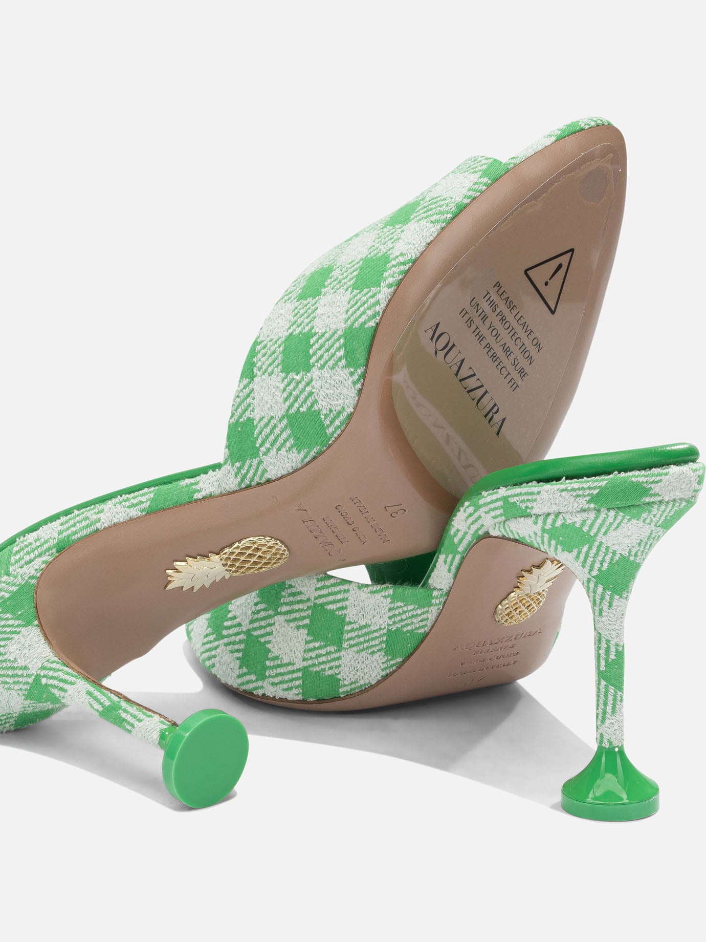 Mules 75% cotton 17% polyamide 8% silk - 100% calf leather Green - Aquazzura Women | PDP | VIETTI Online Store | Zoom-Modal_5