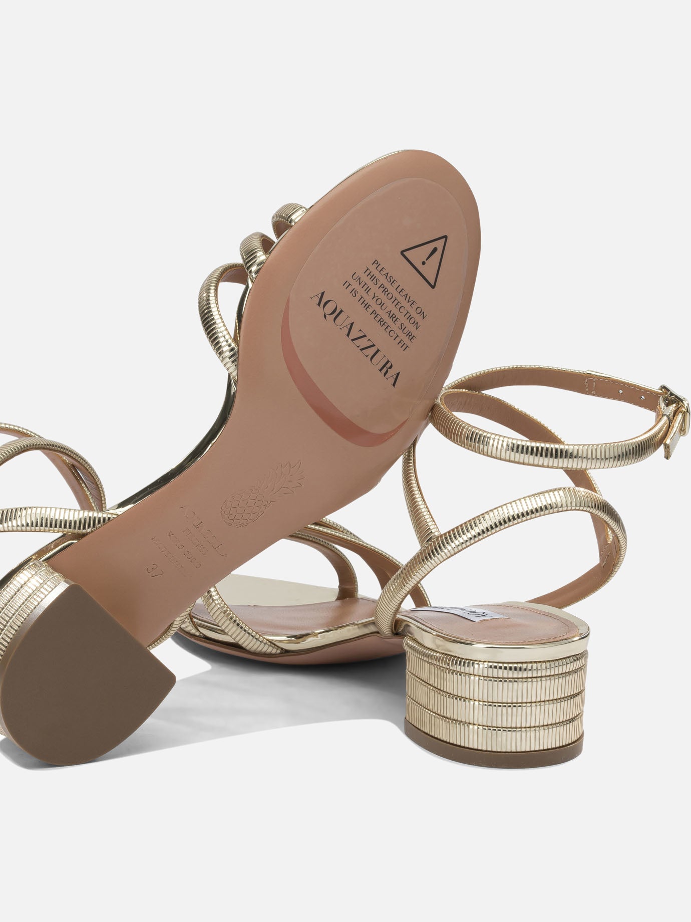 Heeled sandals 40% polyester 38% polyurethane 22% thermoplastic polyurethane - 100% calf leather Gold - Aquazzura Women | PDP | VIETTI Online Store | Zoom-Modal_5