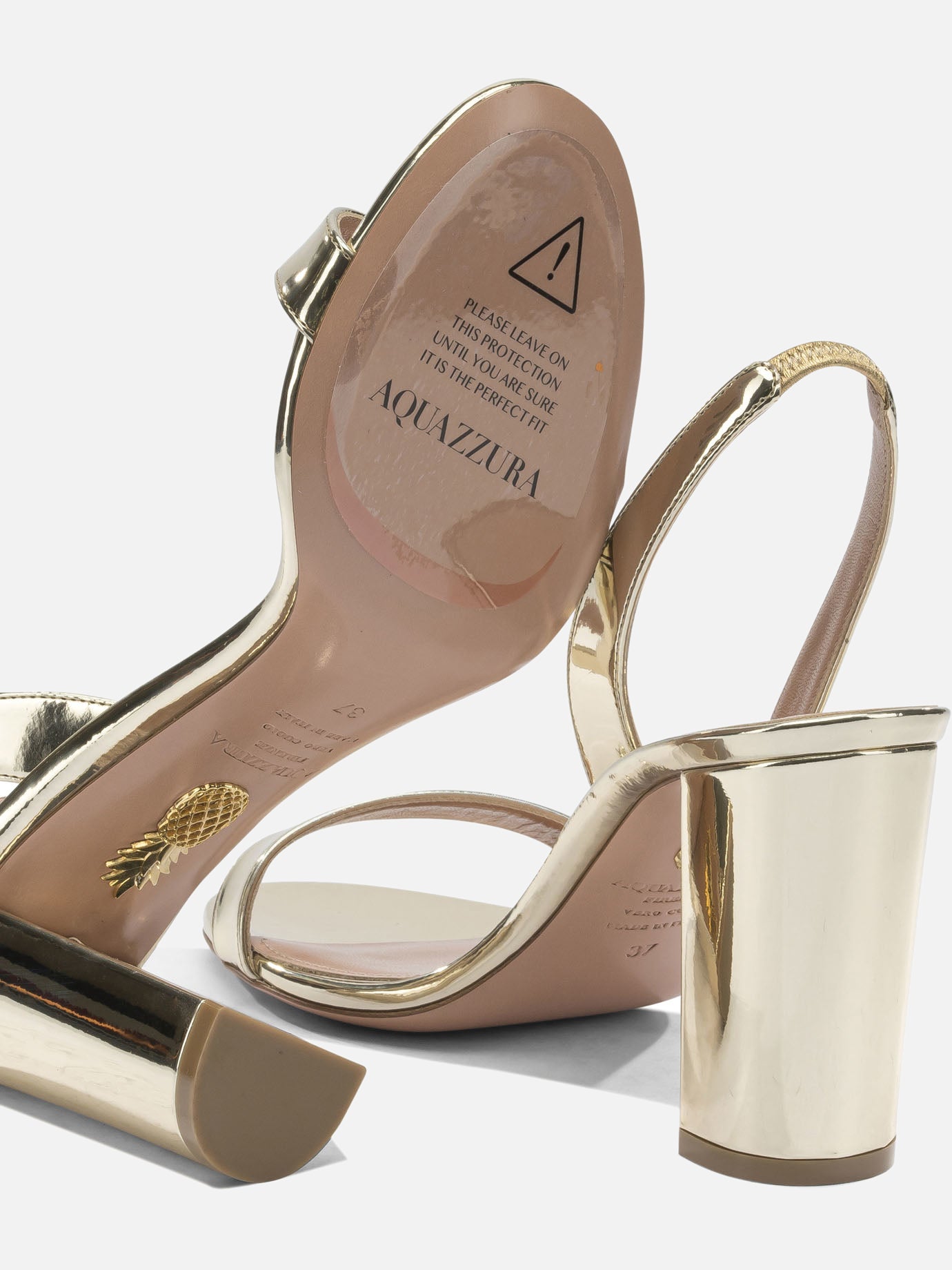 Heeled sandals 40% polyester 38% polyurethane 22% thermoplastic polyurethane - 100% calf leather Gold - Aquazzura Women | PDP | VIETTI Online Store | Zoom-Modal_5