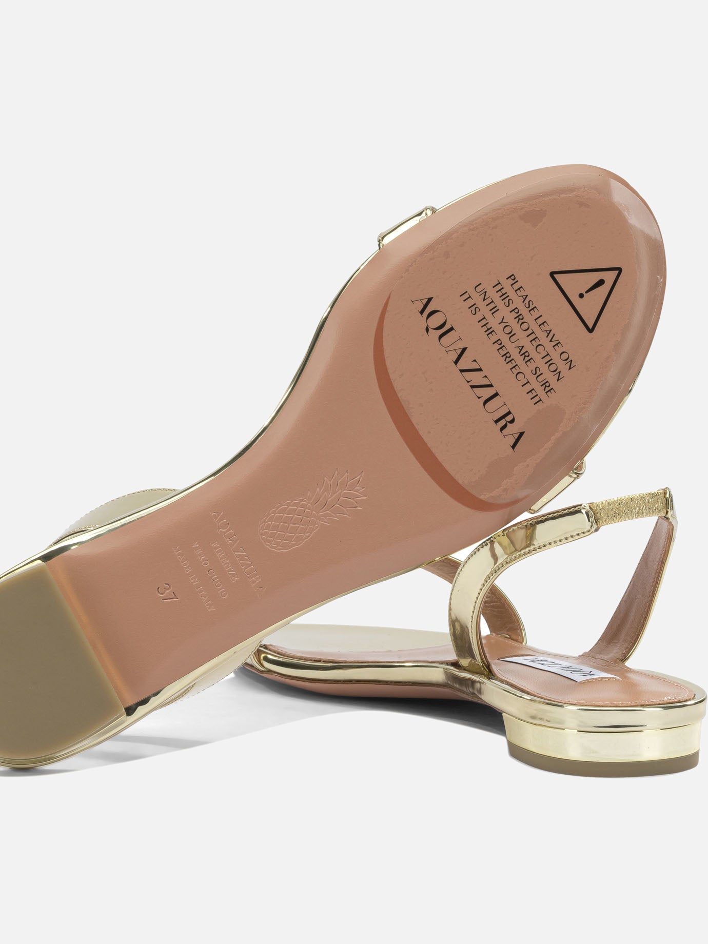Flat sandals 40% polyester 38% polyurethane 22% thermoplastic polyurethane - 100% calf leather Gold - Aquazzura Women | PDP | VIETTI Online Store | Zoom-Modal_5