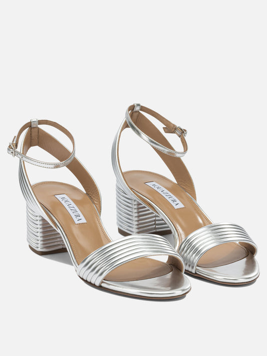 Heeled sandals 5% alfa - 100% calf leather Silver - Aquazzura Women | PLP | VIETTI Online Store | 2