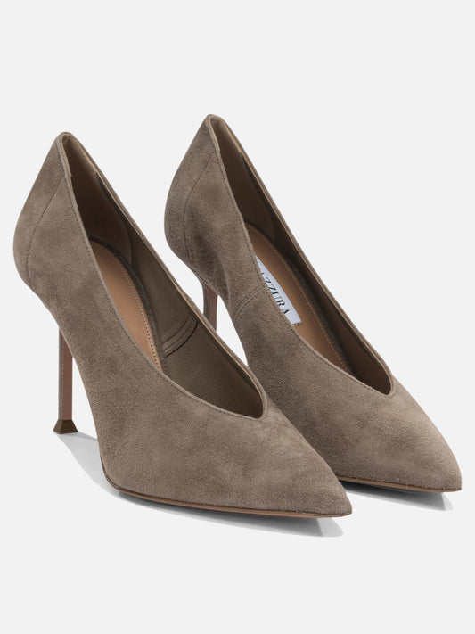 Heeled sandals 100% suede - 100% leather Grey - Aquazzura Women | PLP | VIETTI Online Store | 2