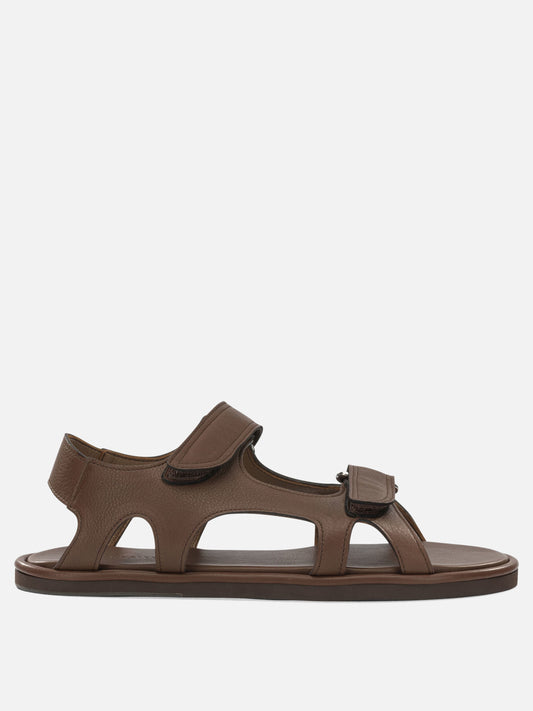 Auralee Low leather sandals Brown