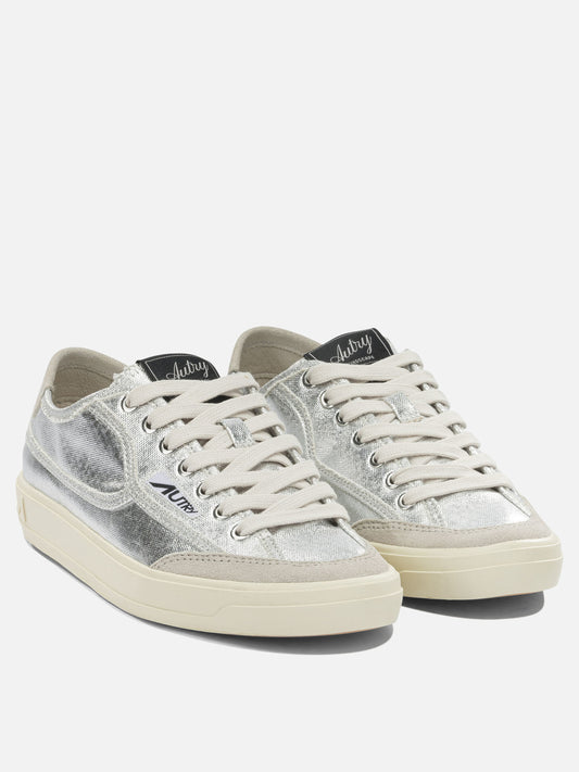 Low top sneakers 70% canvas 30% suede cow leather - 100% rubber Silver - Autry Women | PLP | VIETTI Online Store | 2