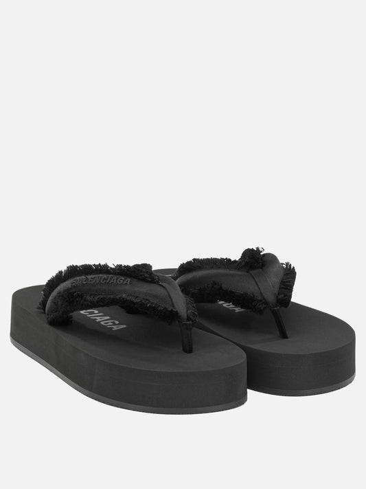 Flat sandals 72% viscose 28% mulberry silk Black - Balenciaga Women | PLP | VIETTI Online Store | 2