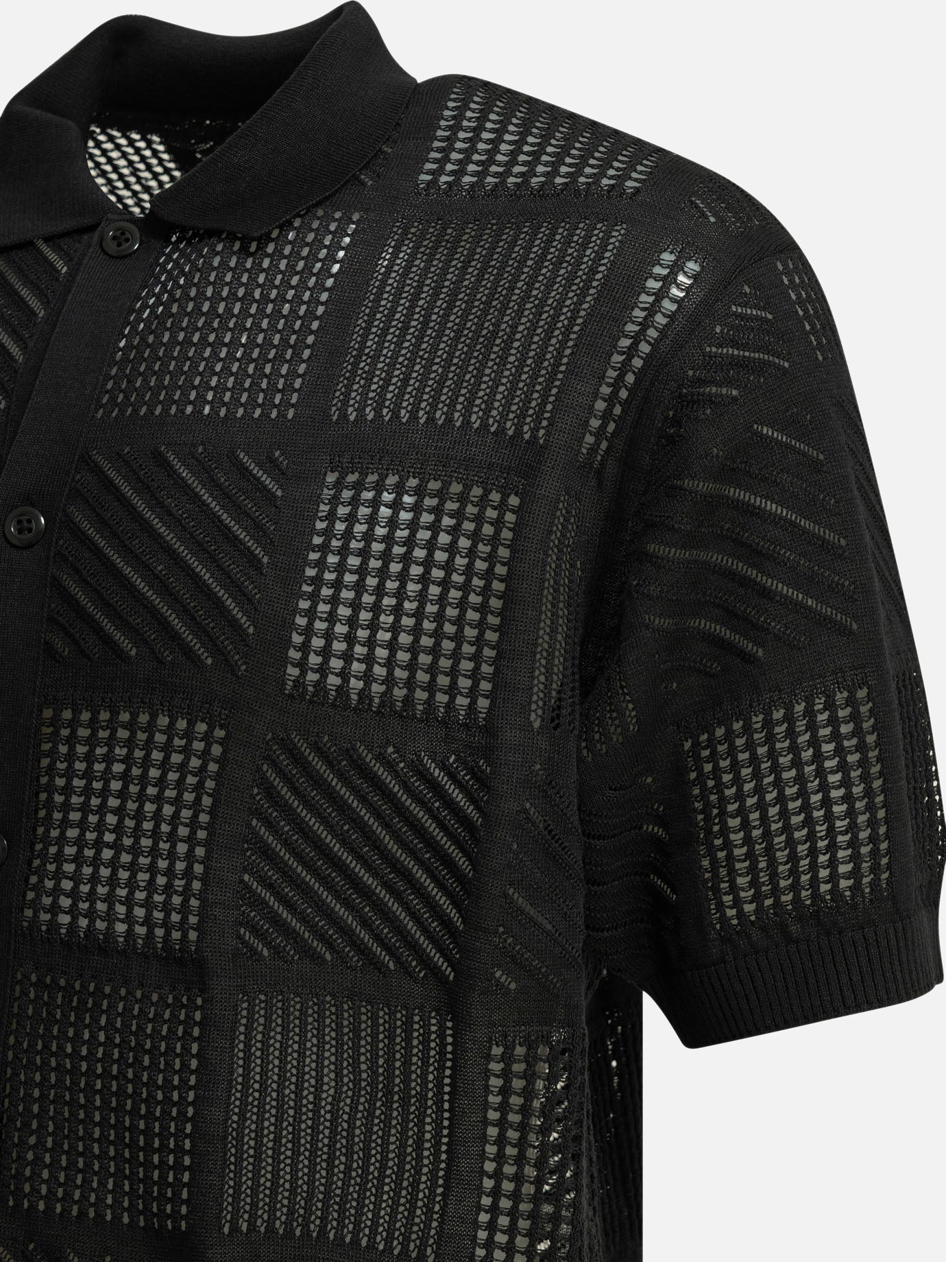 Polo shirts with buttons Textured knit Black - Beams Plus Men | PDP | VIETTI Online Store | Zoom-Modal_4