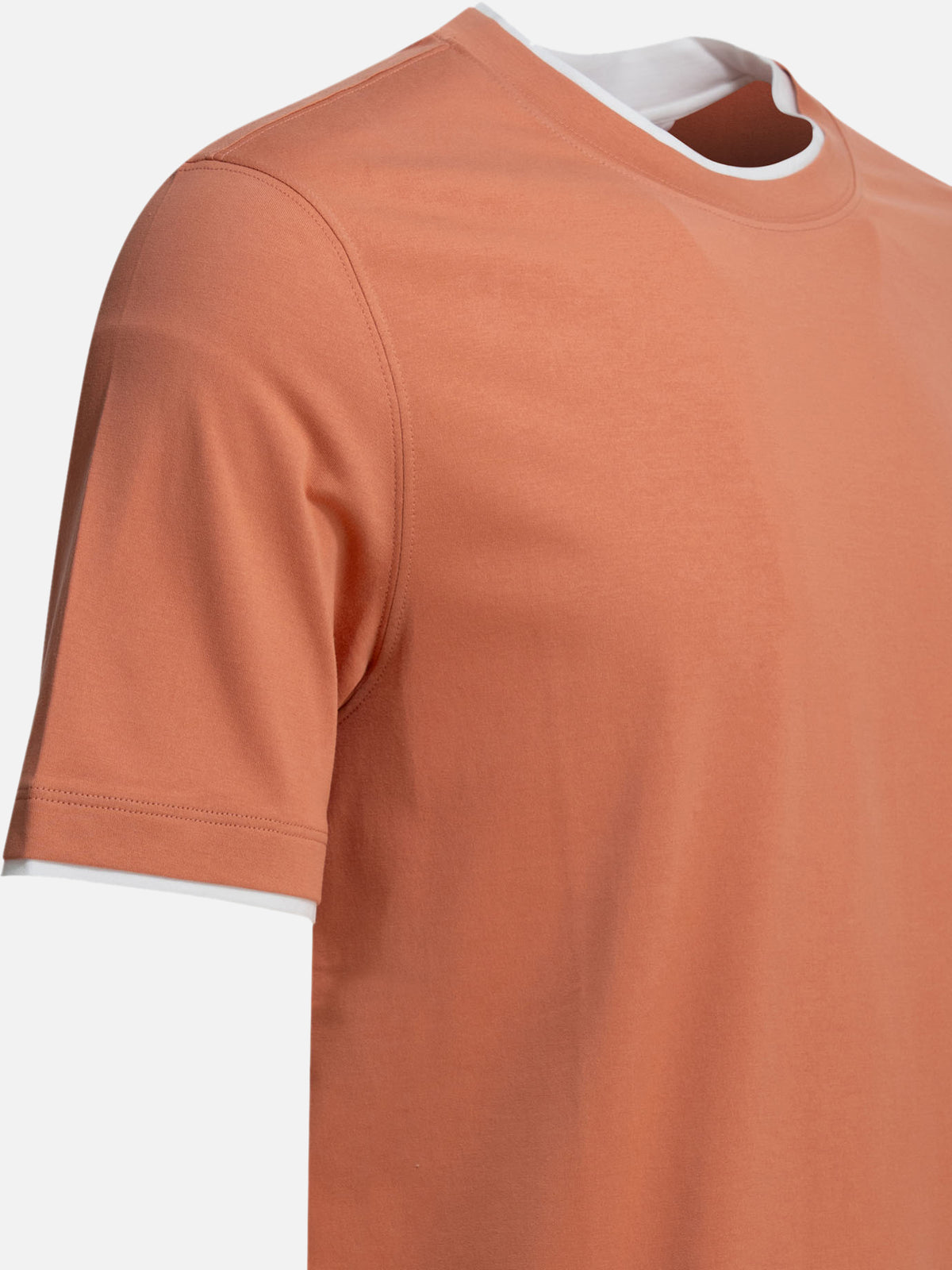 Brunello Cucinelli "Faux Layering" crewneck T-shirt Orange